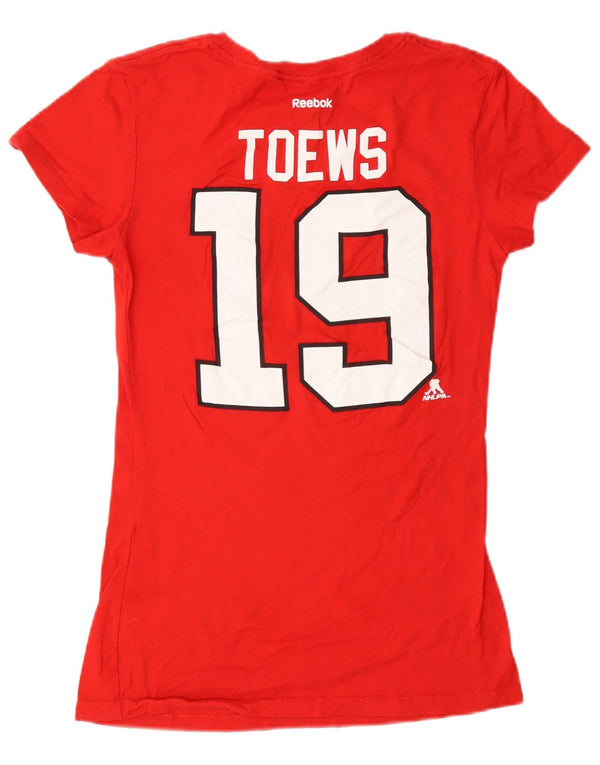 Tricou grafic Reebok Chicago Blackhawks pentru femei UK 14, bumbac roșu mare