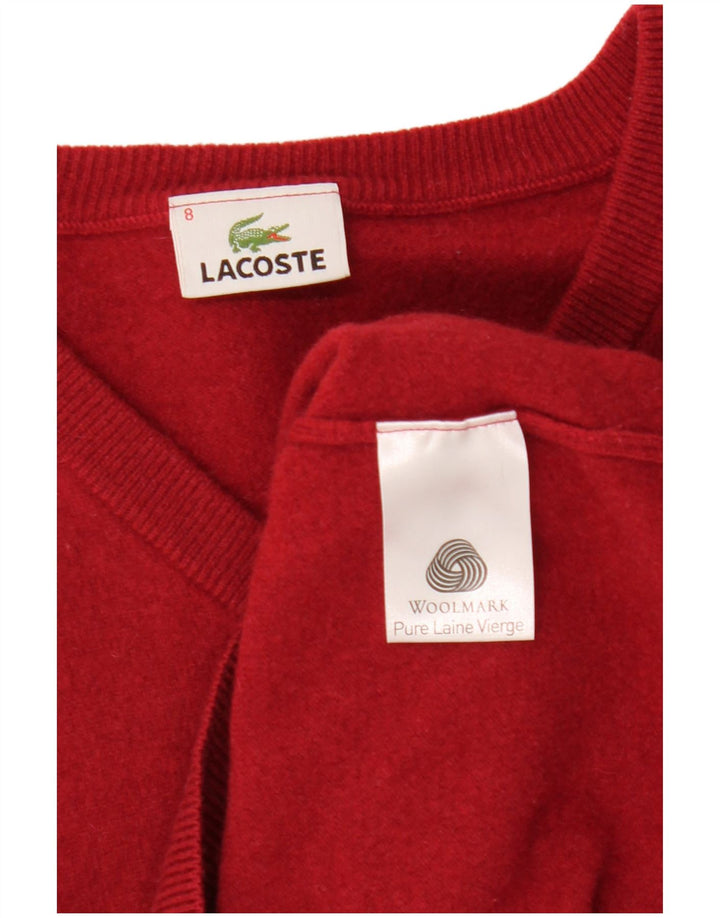 Pulover cu decolteu în V LACOSTE pentru bărbați Mărimea 8 3XL Lână roșie