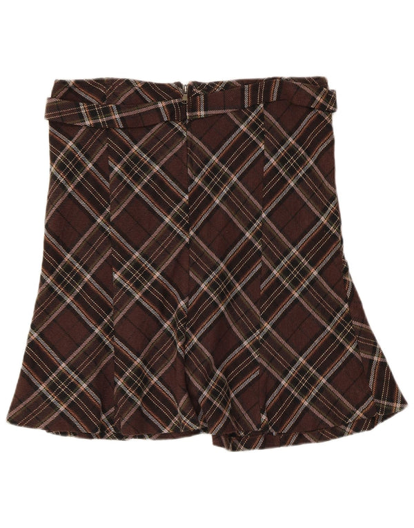 Fusta evazată pentru femei Benetton IT 44 Medium W32 Brown Check Bumbac