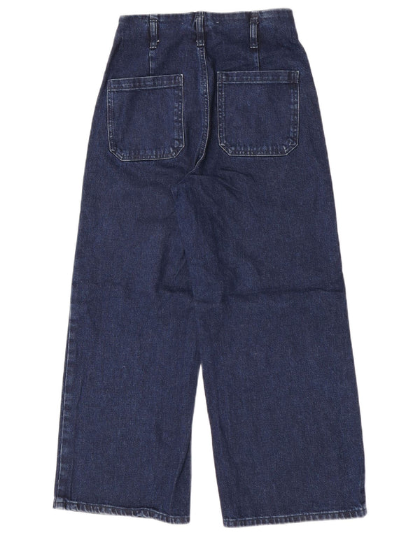 Blugi pentru femei Zara cu talie înaltă cu picioare largi EU 36 XS L26 L25 Bumbac bleumarin