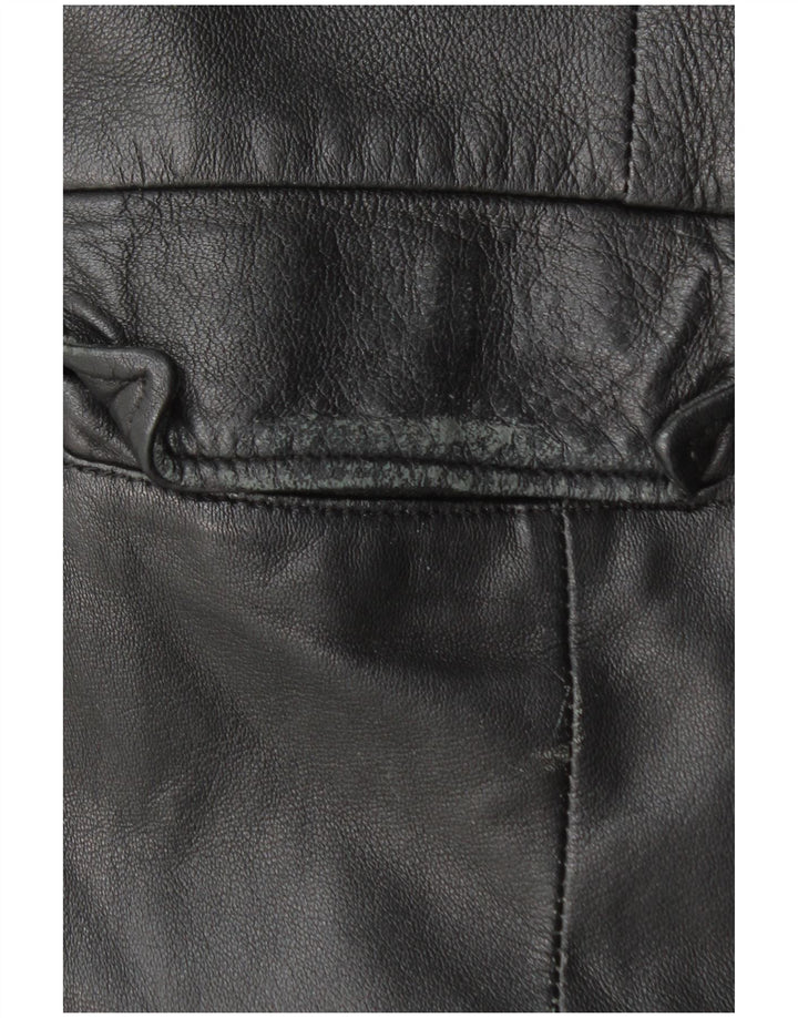 Palton din piele pentru femei VINTAGE UK 18 XL din piele neagră
