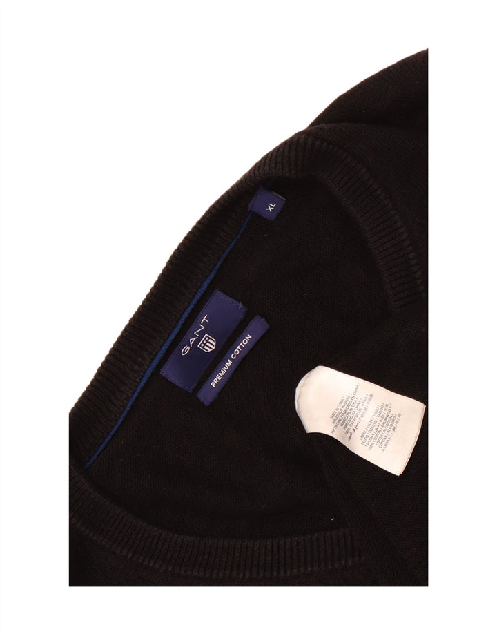 Pulover pentru bărbați Gant cu decolteu în V, XL, bumbac negru