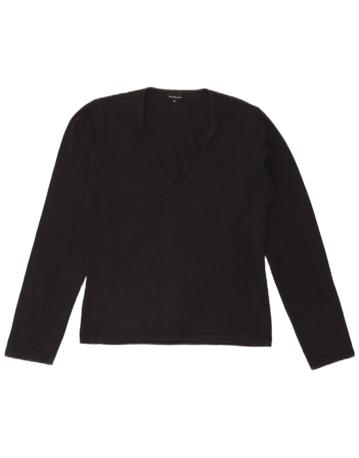 CALVIN KLEIN JEANS Top pentru femei cu mânecă lungă UK 18 XL Negru