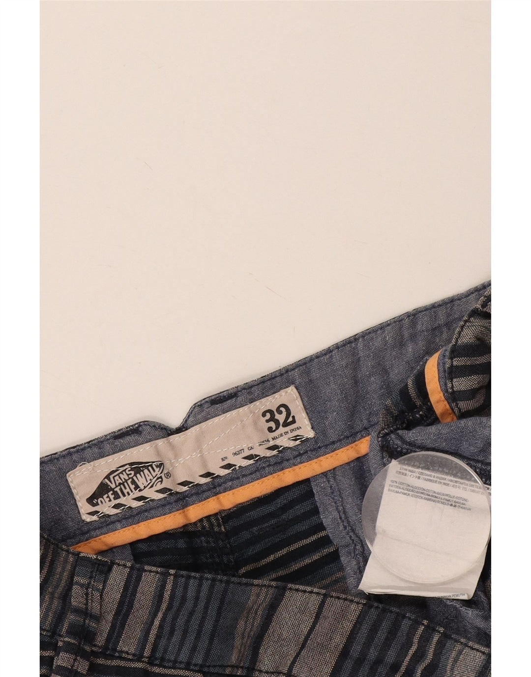 Pantaloni scurți chino pentru bărbați Vans W32, bumbac cu dungi gri medii