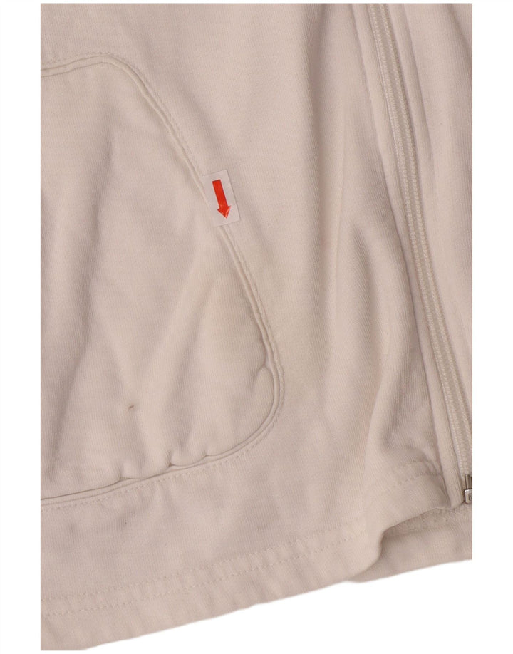 ADIDAS Womens Tracksuit Top Jacket UK 14 Large White Cotton