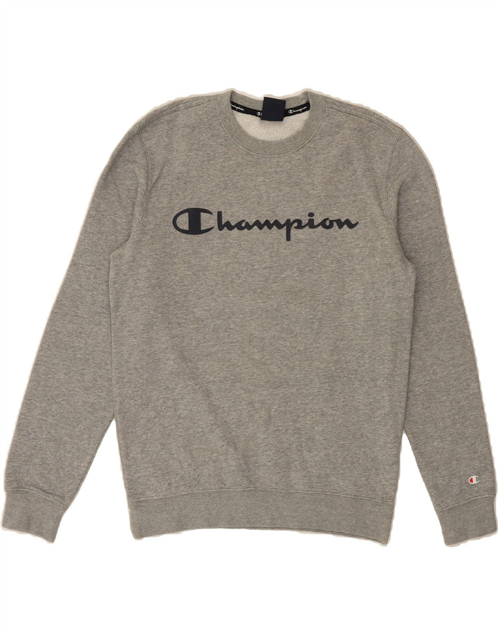 CHAMPION Mens Graphic Sweatshirt Jumper Small Grey Cotton Vintage Champion and Second-Hand Champion from Messina Hembry 