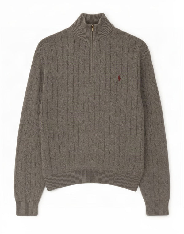 Pulover Polo Ralph Lauren pentru bărbați, cu fermoar și gât, bumbac XL, gri