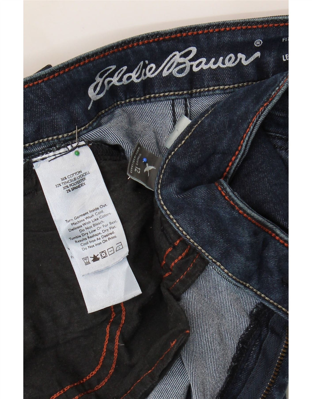 EDDIE BAUER Womens Straight Jeans US 12 Large W34 L29 Navy Blue Vintage Eddie Bauer and Second-Hand Eddie Bauer from Messina Hembry 