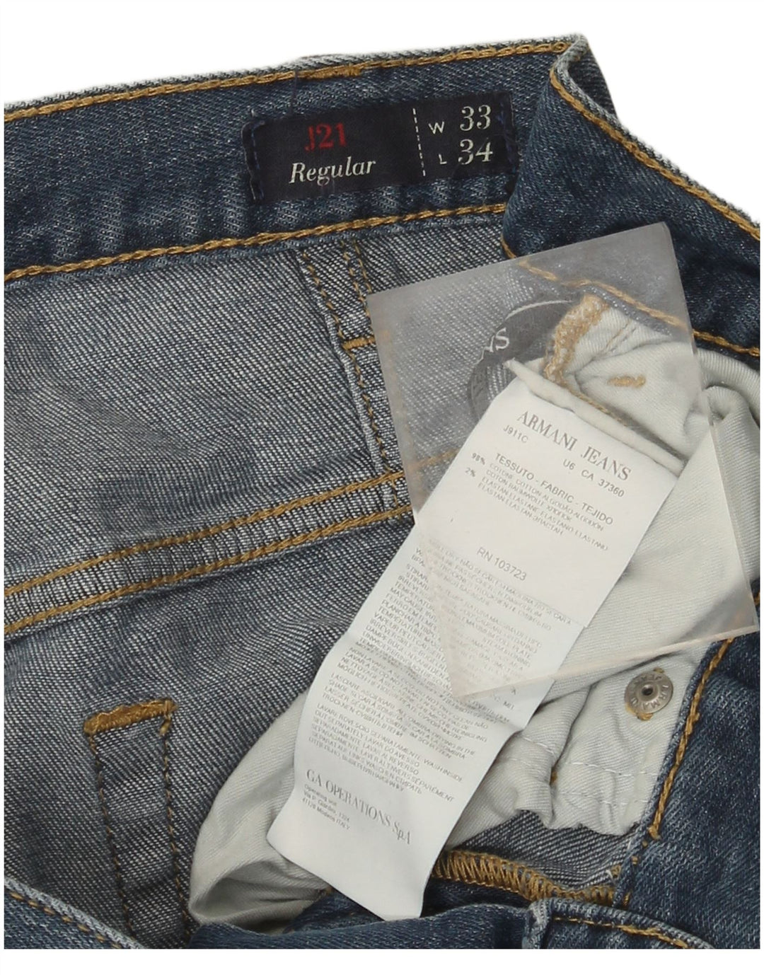 Armani Jeans Blugi Drepți Bărbați L33 L30 Bumbac Albastru