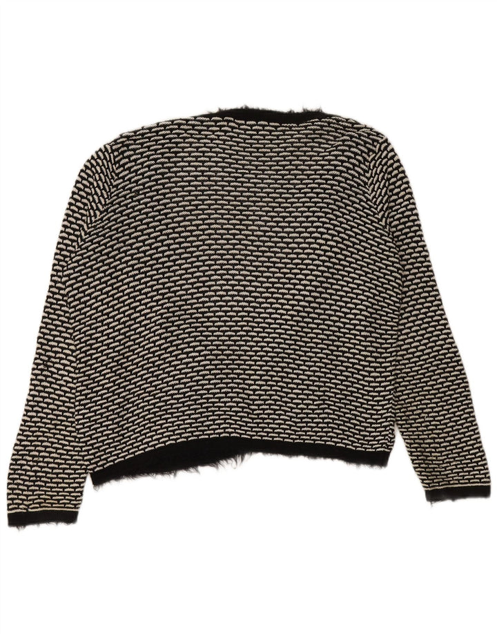 Pulover cardigan deschis pentru femei Marks & Spencer UK 14 mare negru geometric