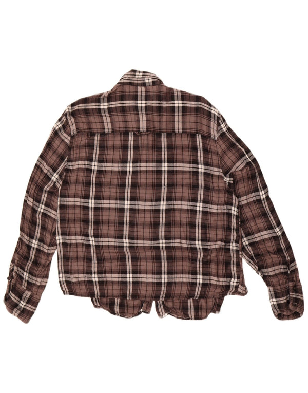 Cămașă de flanel pentru femei Benetton UK 14, maro mare, carouri