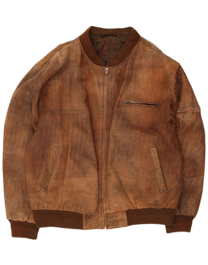 Jachetă de piele vintage pentru bărbați UK 42 XL din piele maro