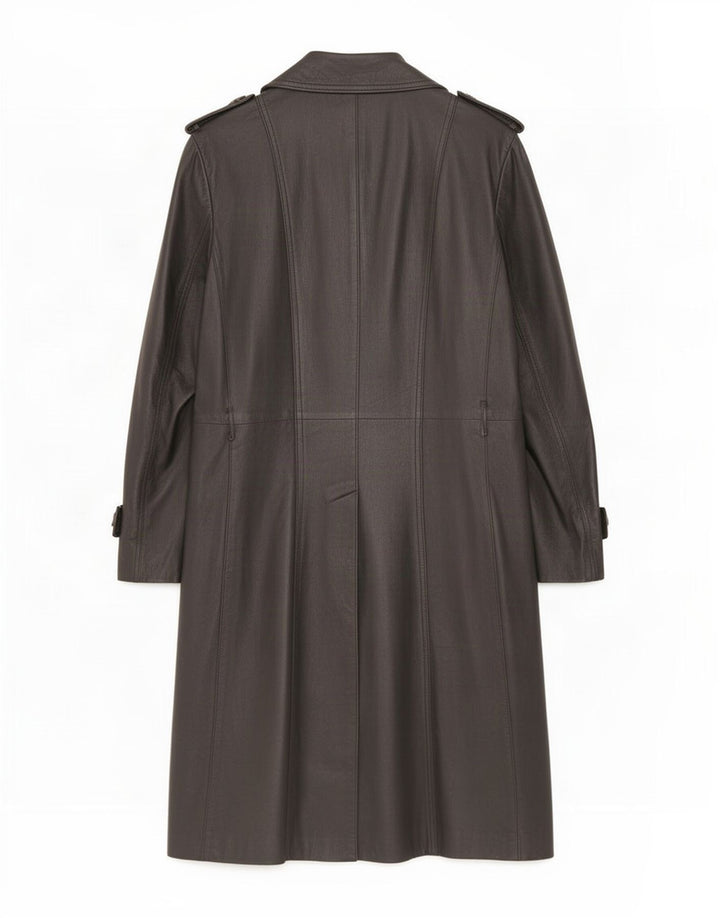 Palton din piele vintage bărbătesc dublu IT 48 mediu negru