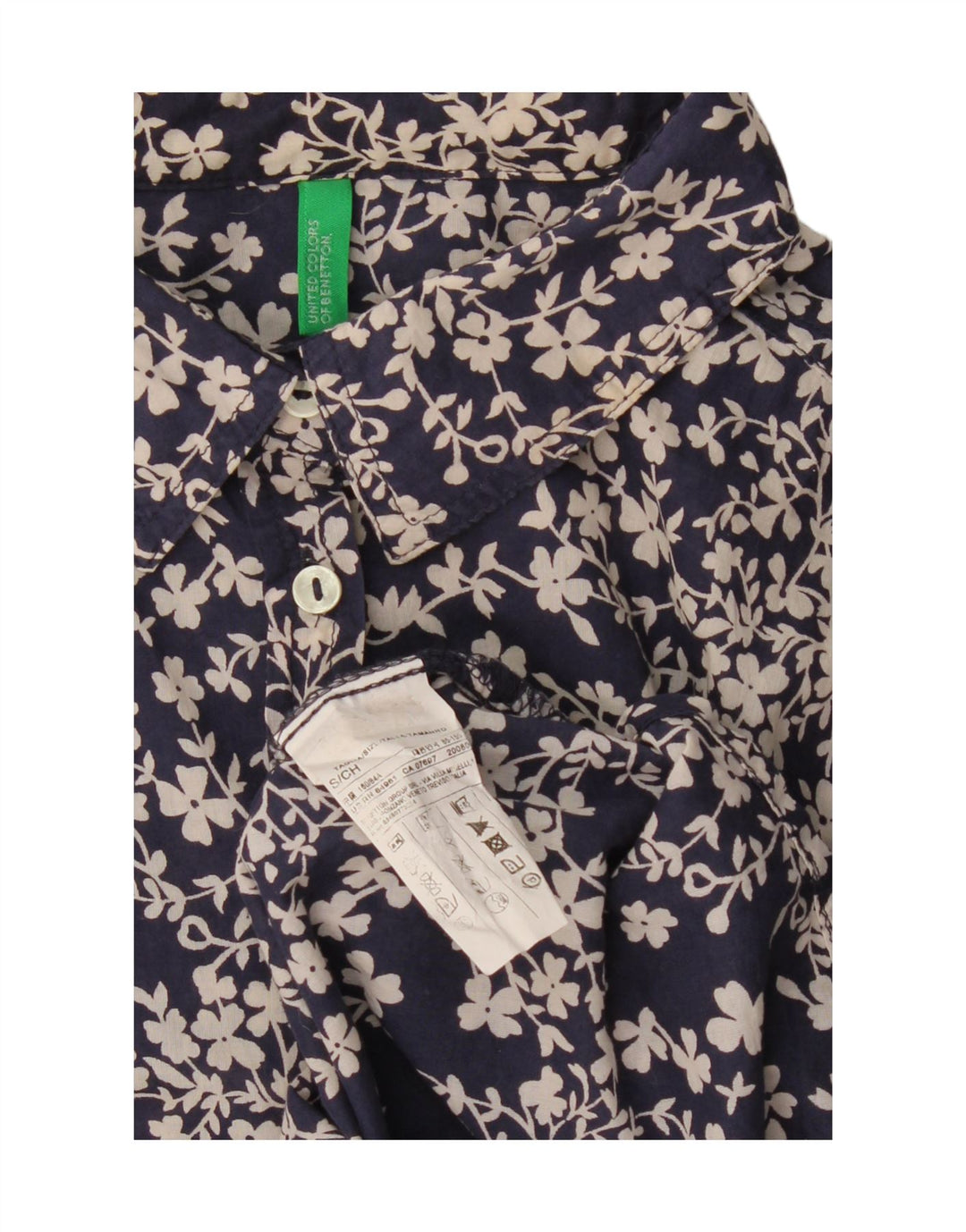 Cămașă supradimensionată pentru femei BENETTON UK 10 mic, albastru, bumbac floral