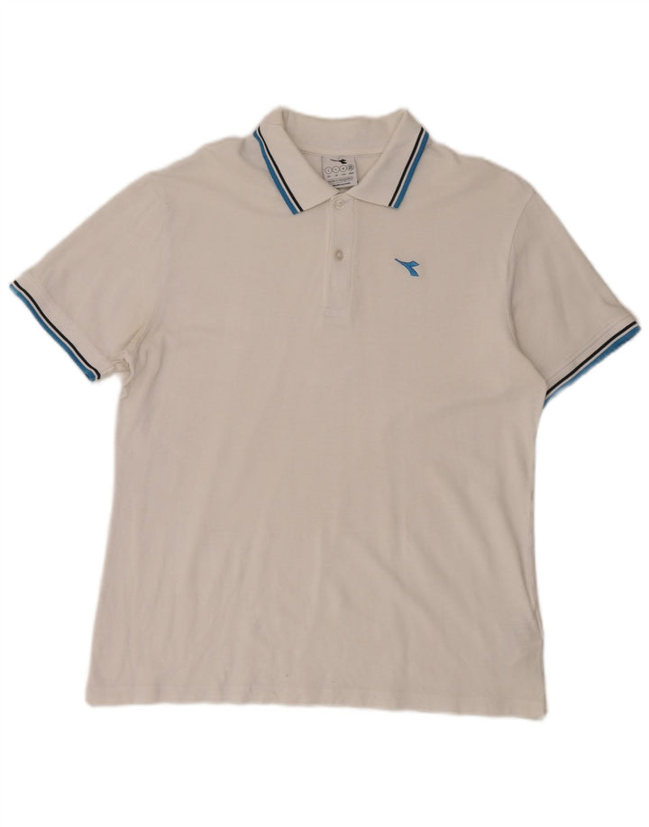 Tricou polo pentru bărbați Diadora, mare, alb, bumbac