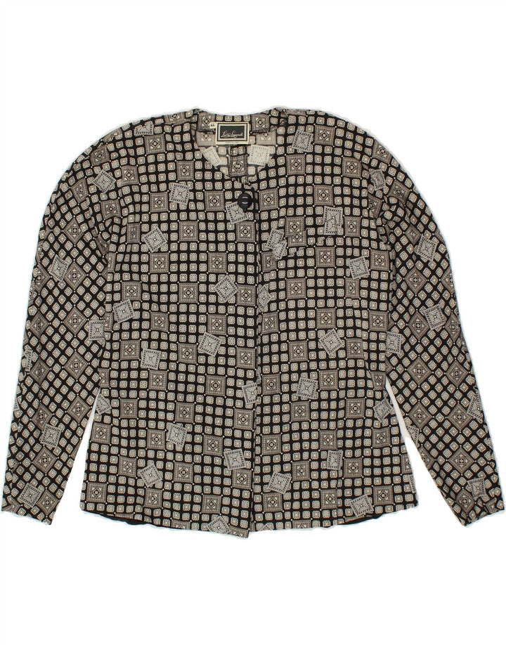 LUISA SPAGNOLI Womens 1 Button Blazer Jacket IT 44 Medium Grey Geometric Vintage Luisa Spagnoli and Second-Hand Luisa Spagnoli from Messina Hembry 
