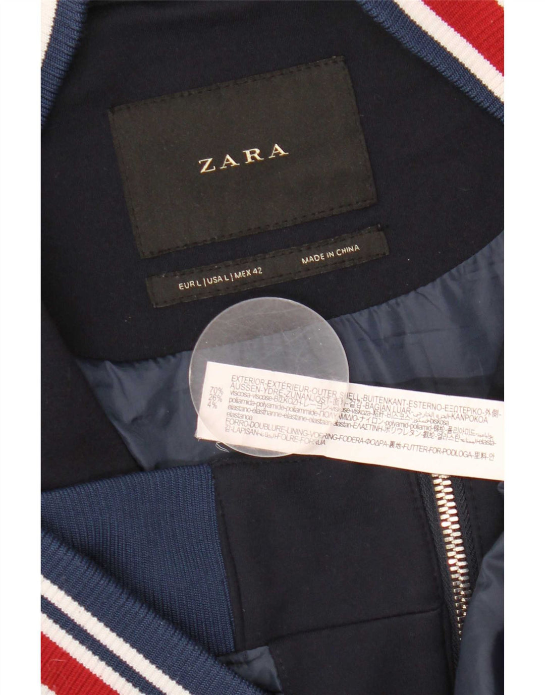 Bomber pentru bărbați Zara UK 40 mare, albastru bleumarin, viscoză cu dungi