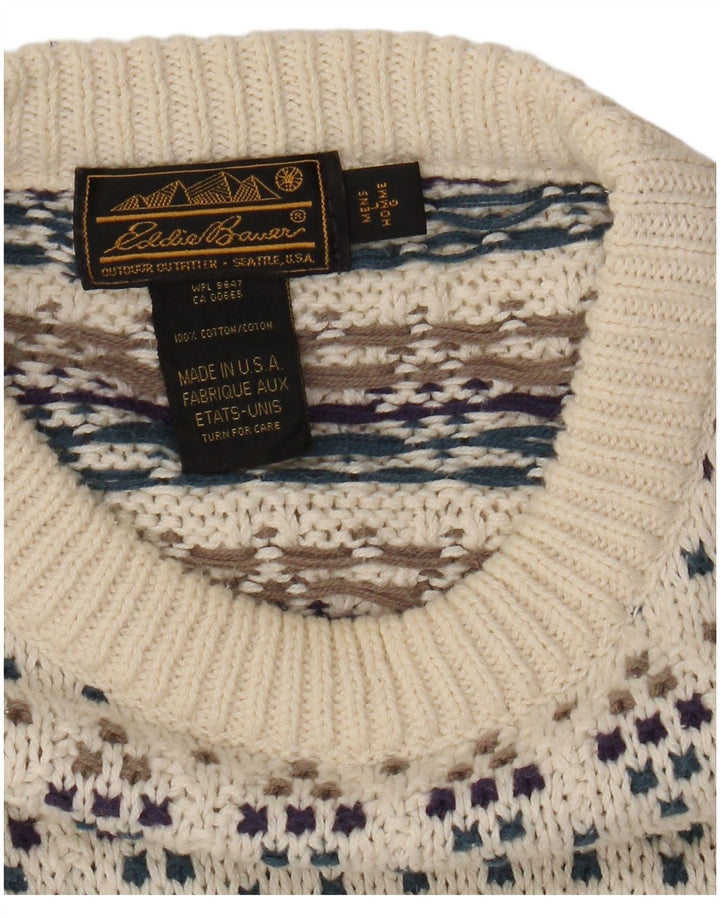 Eddie Bauer Pulover pentru bărbați cu gât roșu, mare, bumbac cu pete alb