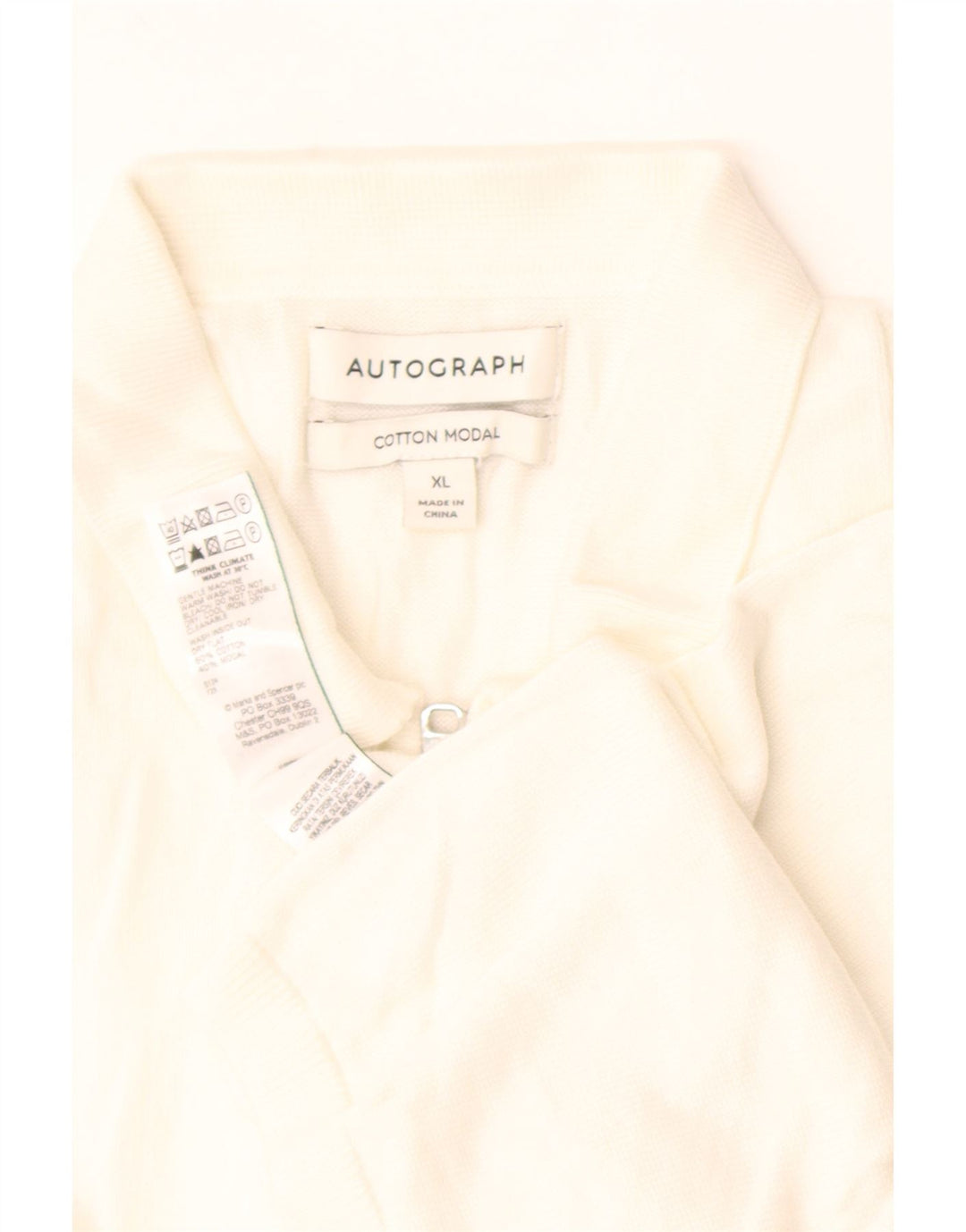 Pulover pentru bărbați Marks & Spencer, cu autograf, cu gât polo, XL, alb