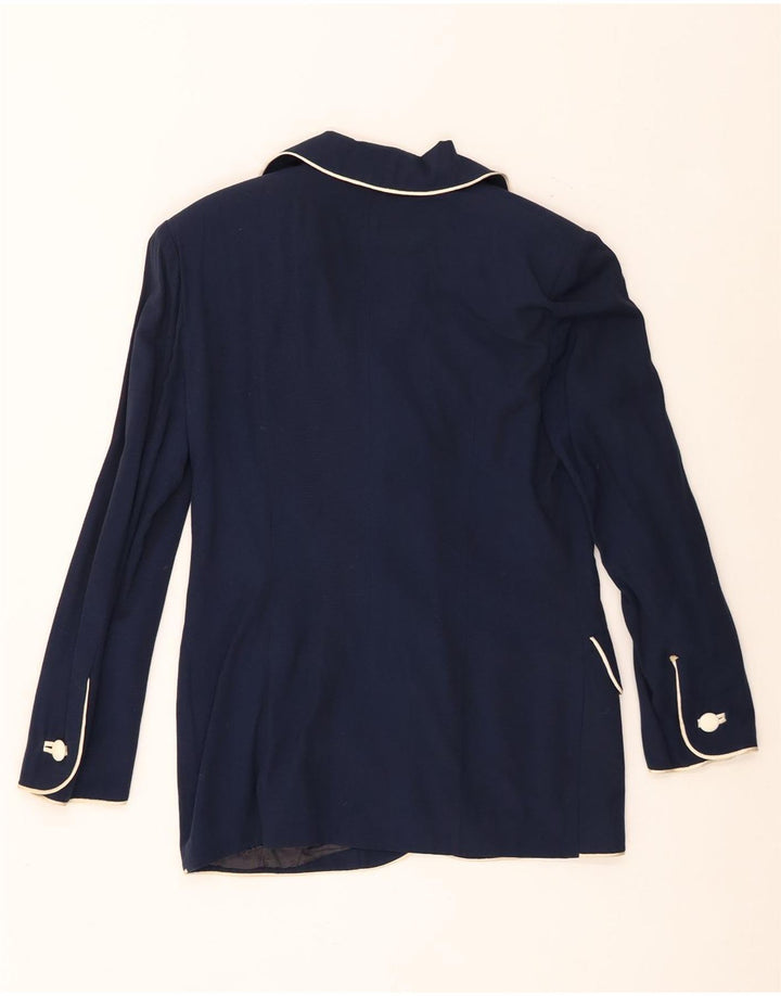 Blazer Vintage pentru femei cu 4 nasturi UK 12 Medium Bleumarin