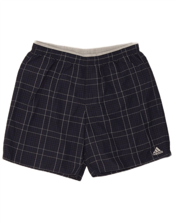Pantaloni scurți sport pentru bărbați Adidas, mari, bleumarin, din poliamidă cu check
