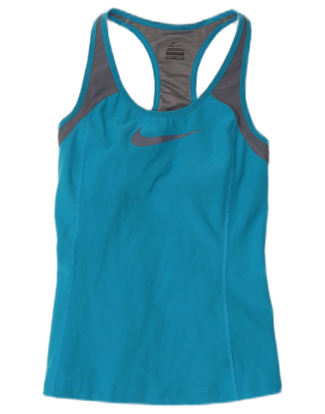 Top cu vestă grafică NIKE Dri Fit pentru femei UK 12 Medium Blue Colorblock