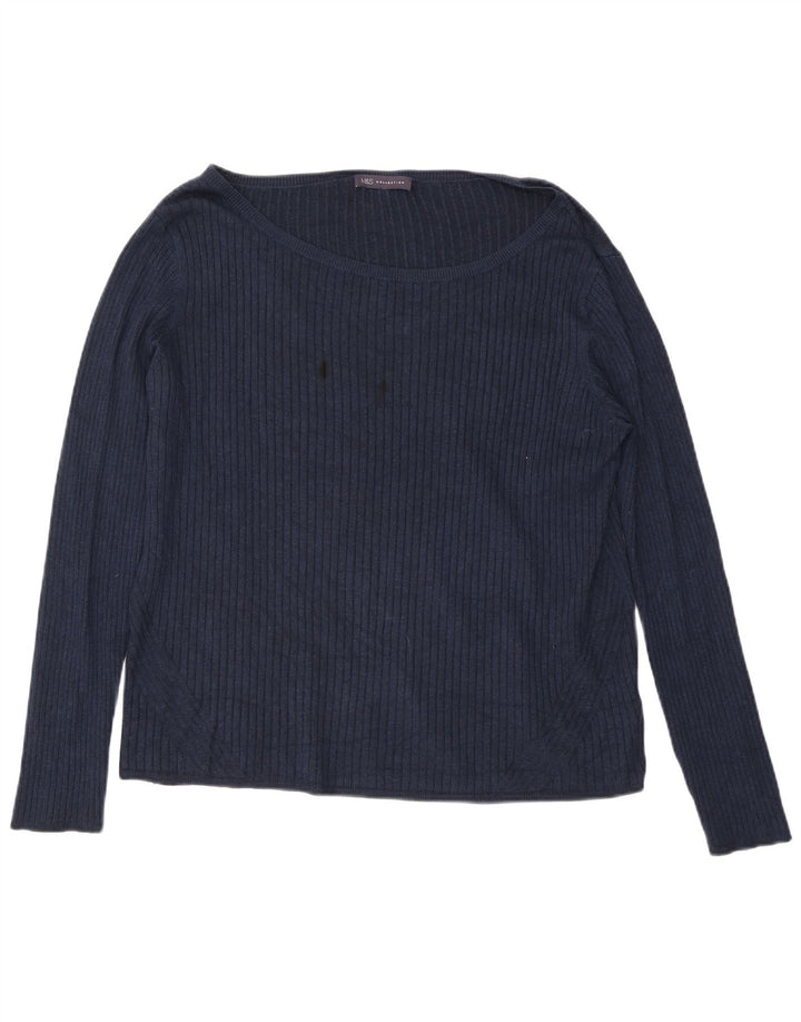 Marks & Spencer Top pentru femei cu mânecă lungă UK 24 4XL Viscoză bleumarin