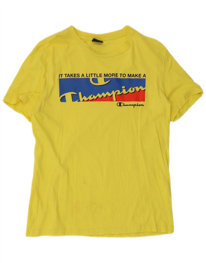 Tricou grafic pentru bărbați Champion Top din bumbac galben mediu