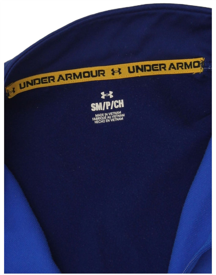 Tricou Under Armour pentru bărbați, cu fermoar, cu gât, cu mânecă lungă, albastru bleumarin