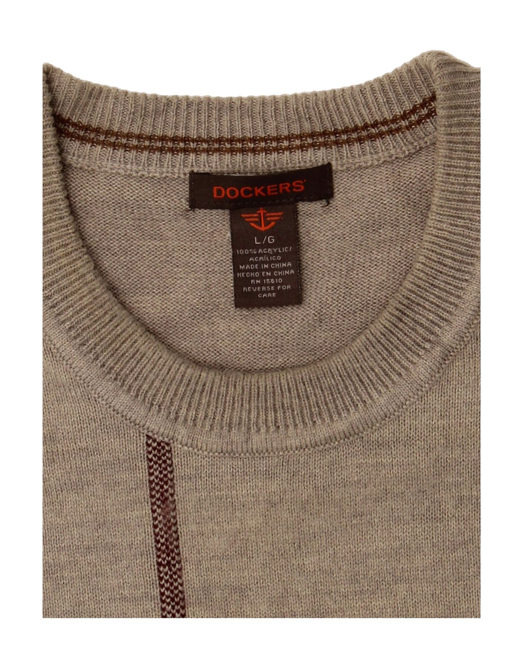 DOCKERS Mens Crew Neck Jumper Sweater Large Grey Check Acrylic Vintage Dockers and Second-Hand Dockers from Messina Hembry 