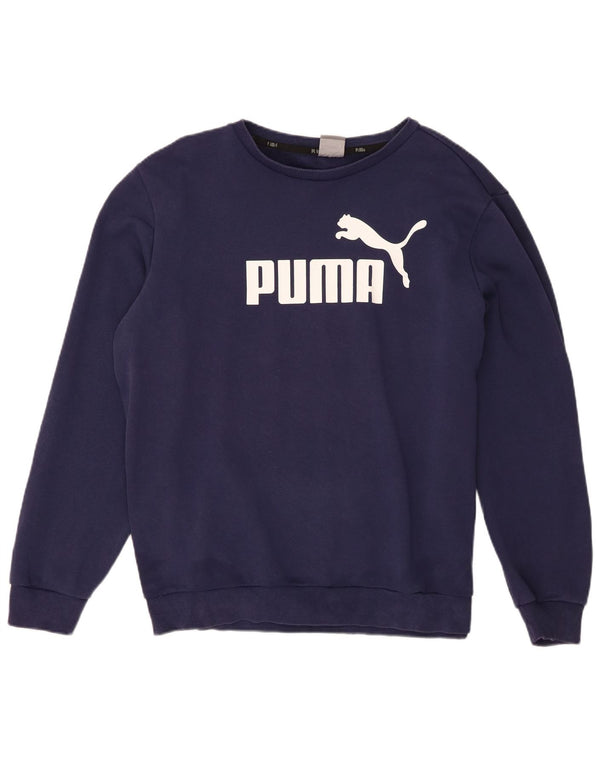 Hanorac grafic pentru bărbați Puma Pulover mare din bumbac bleumarin