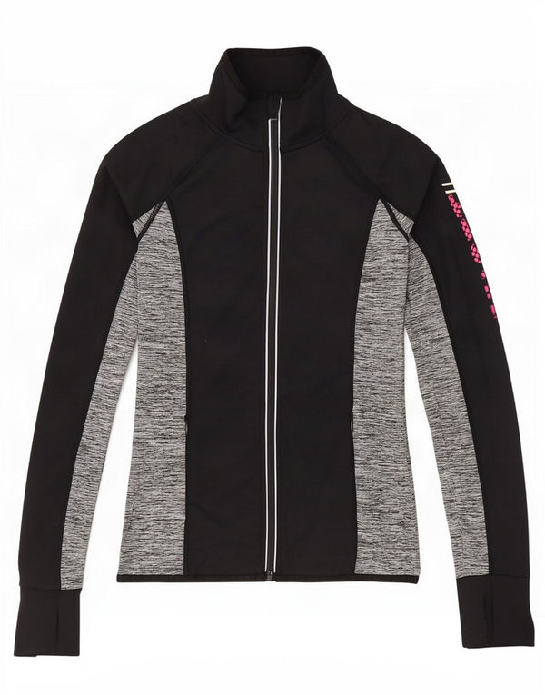 Jachetă de top pentru trening grafic Superdry pentru femei UK 6 XS Negru Colorblock