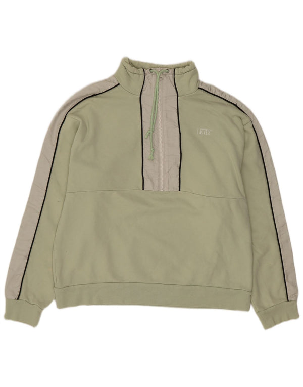 Pulover pentru femei Levi's, cu fermoar, cu gât, UK 14, verde mediu