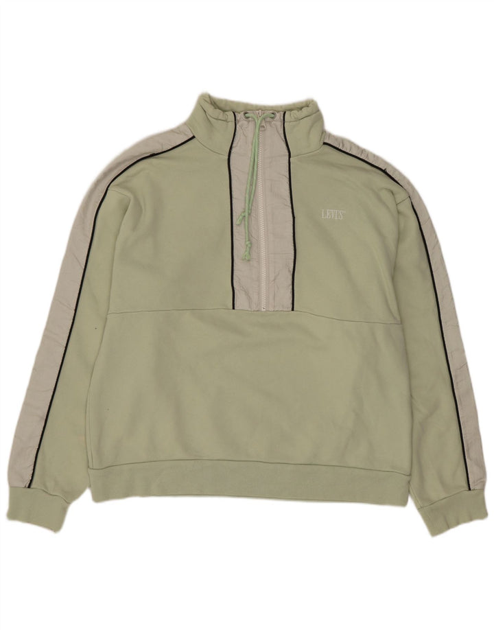 Pulover pentru femei Levi's, cu fermoar, cu gât, UK 14, verde mediu