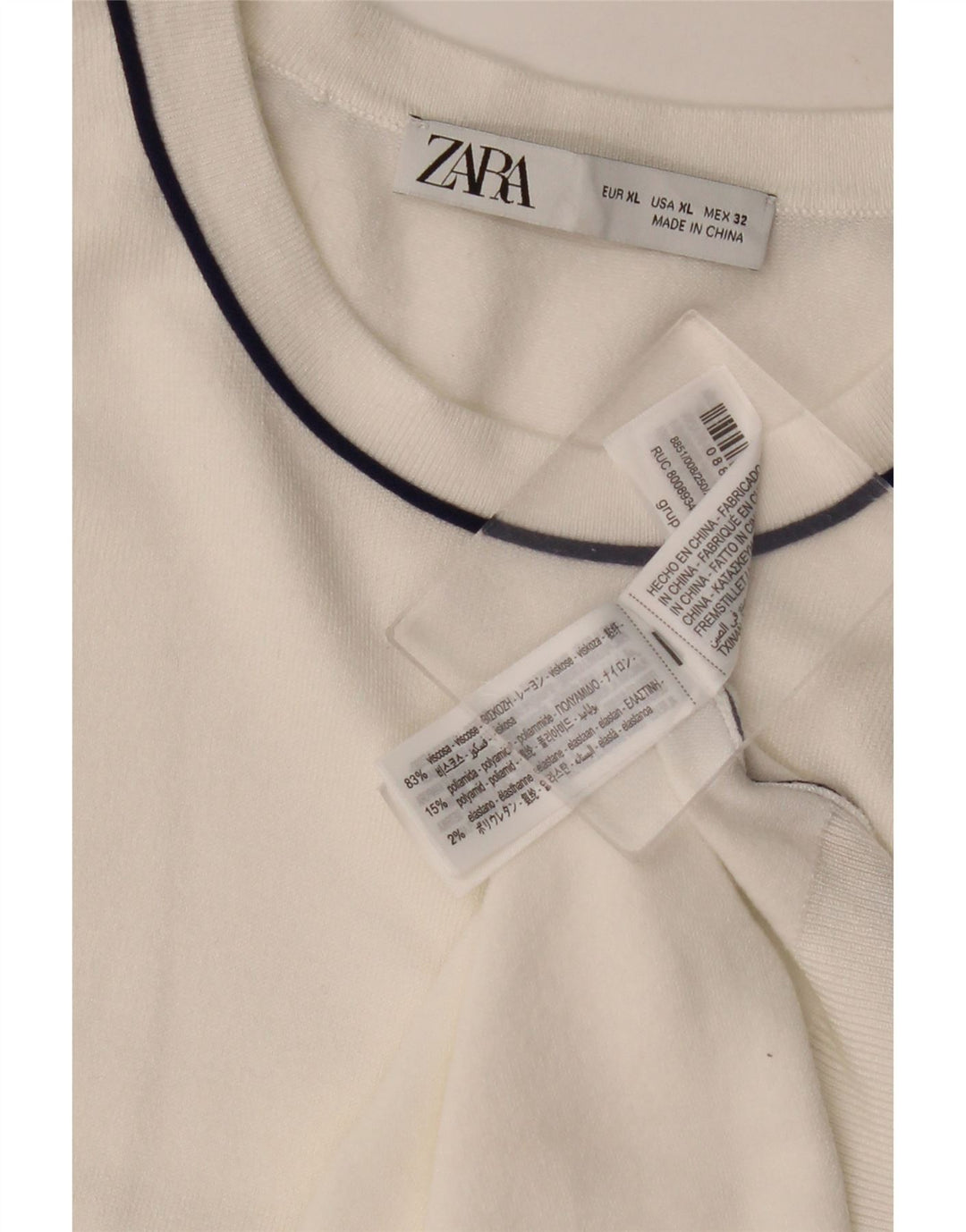 Top cu vestă ZARA pentru femei UK 18 XL, viscoză albă