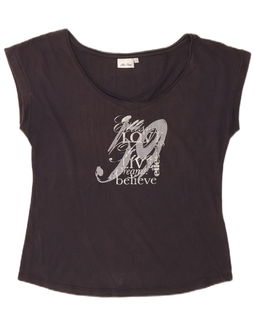 Tricou cu grafic ELLESSE pentru femei Top UK 14 mare bumbac bleumarin