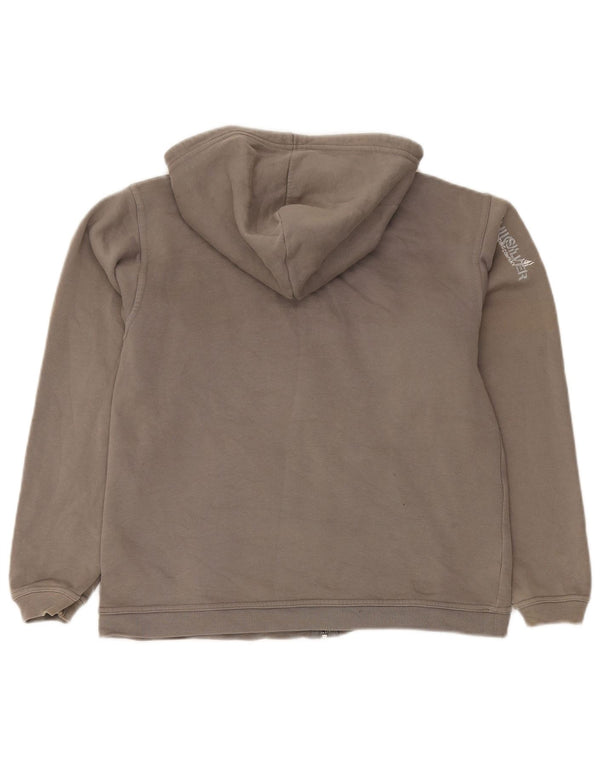 QUIKSILVER Pulover cu capota cu fermoar cu grafic pentru femei UK 14, bumbac mare, gri