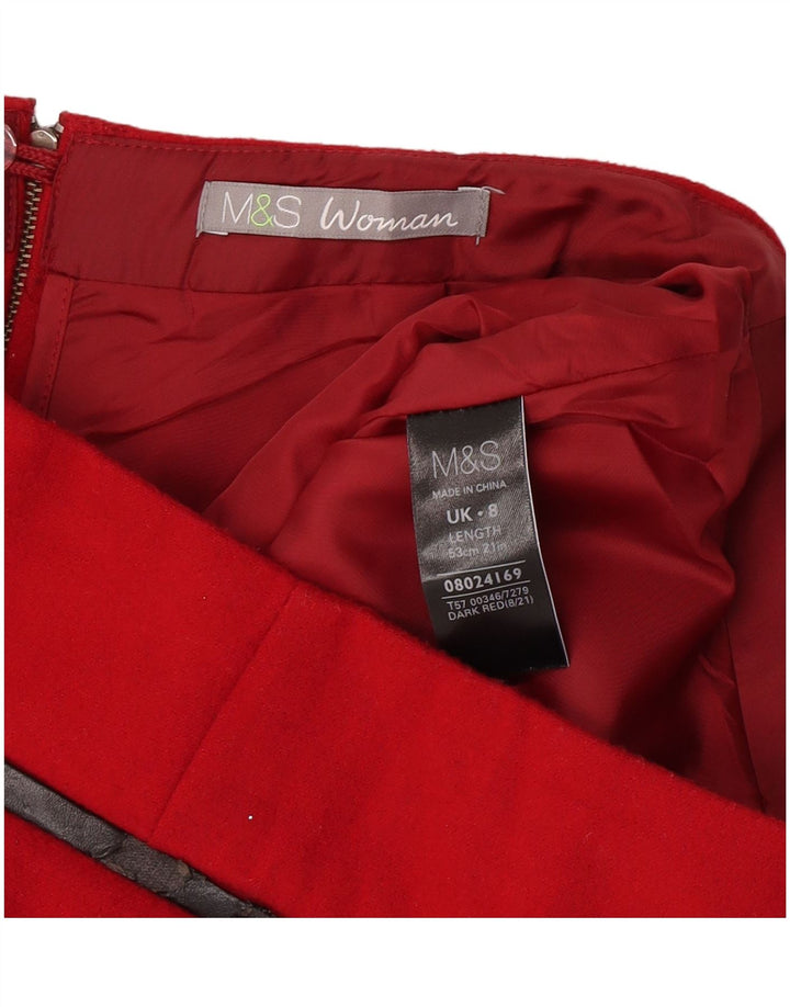 Fusta dreaptă pentru femei Marks & Spencer UK 8 Small W28 Poliester roșu
