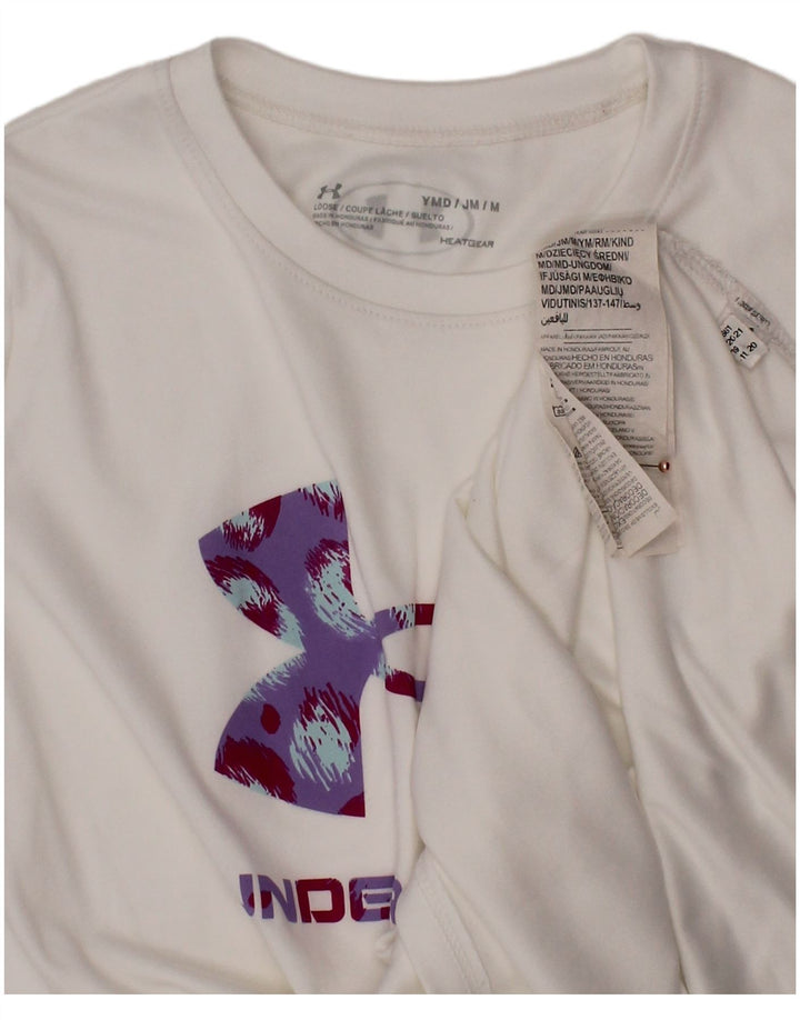 UNDER ARMOUR Fete Heat Gear Tricou grafic Top 9-10 Ani Mediu Alb