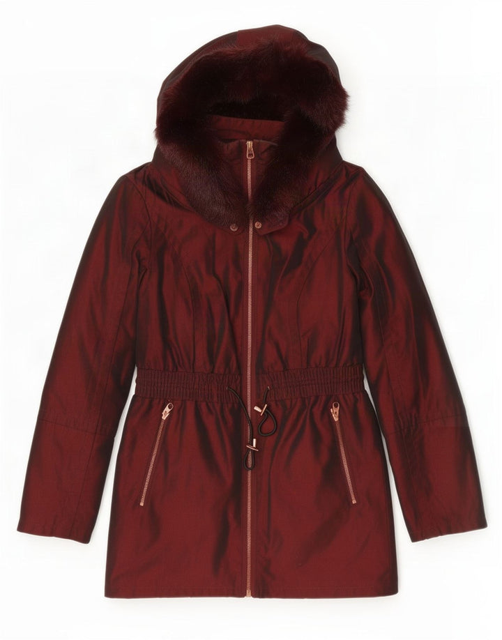 Jachetă parka cu glugă pentru femei Ted Baker Mărimea 1 XS Poliester burgundă