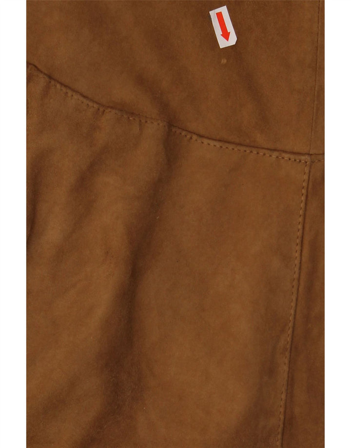 Blazer Vintage pentru femei cu 4 nasturi din piele intoarsa, UK 16, maro mare