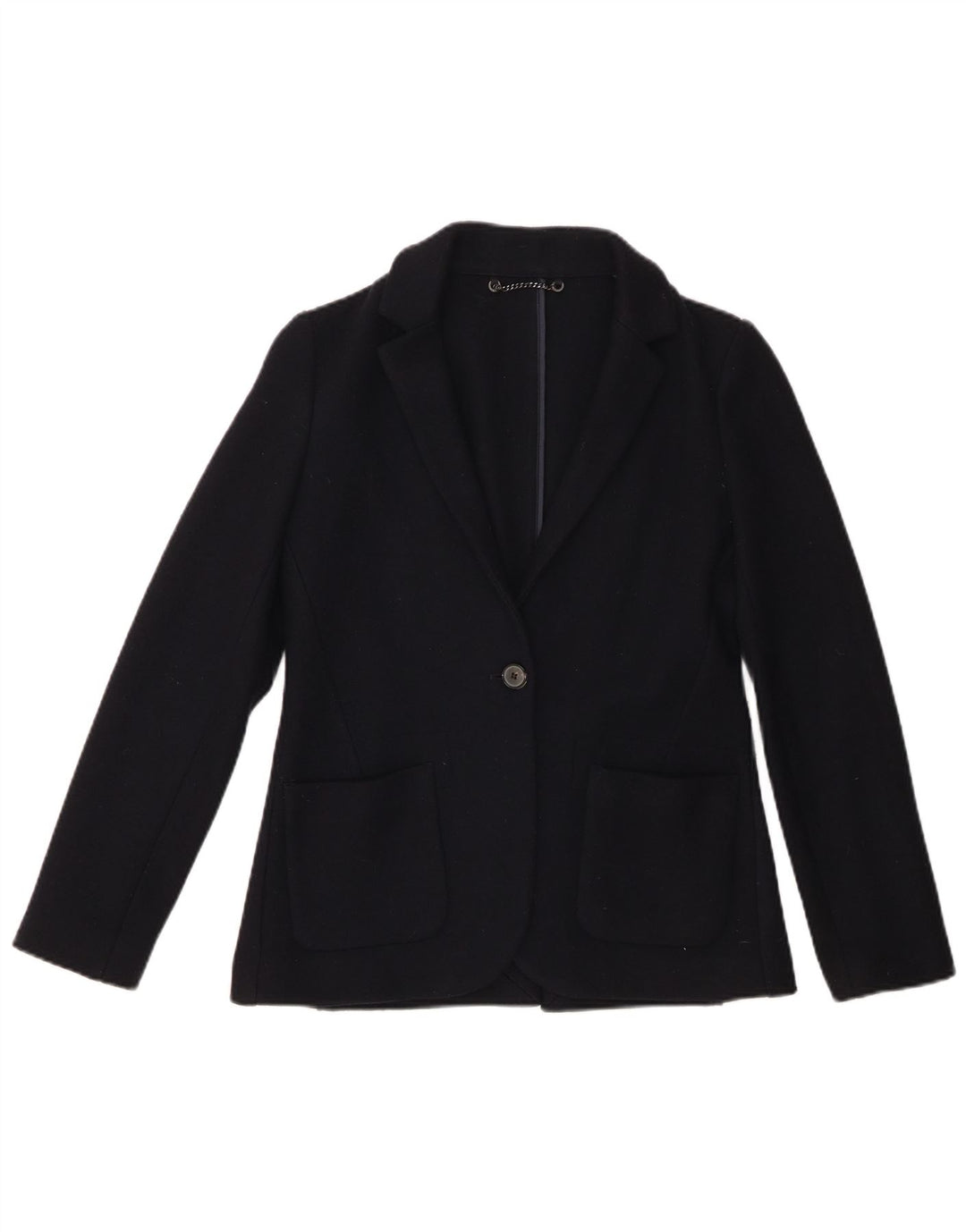 JIGSAW Jachetă Blazer pentru femei cu 1 nasture Marea Britanie 8 Mic Lână virgină bleumarin