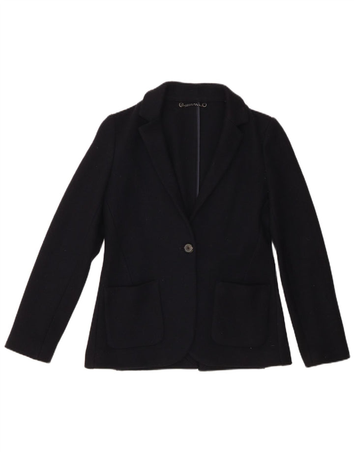 JIGSAW Jachetă Blazer pentru femei cu 1 nasture Marea Britanie 8 Mic Lână virgină bleumarin