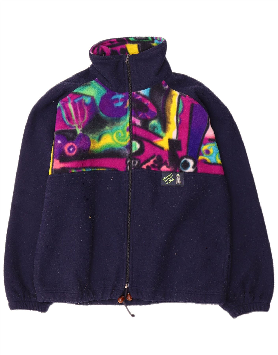 Jachetă vintage pentru bărbați din fleece UK 38 Medium Bleumarin Geometric Poliester