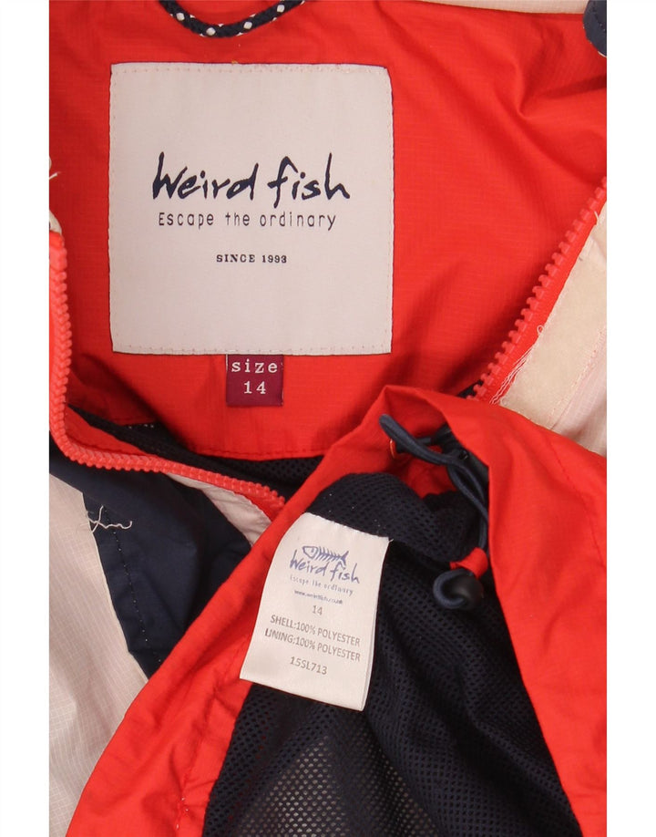 Jachetă Windbreaker cu glugă pentru femei Weird Fish UK 14, mare, alb, color block