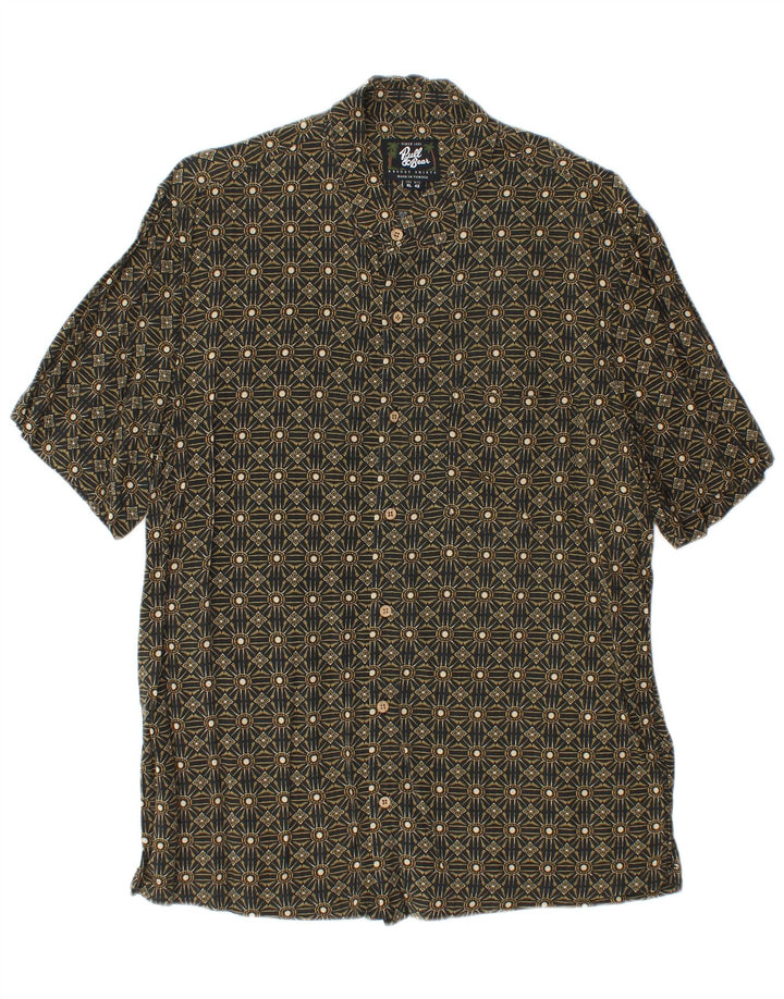 Cămașă cu mânecă scurtă pentru bărbați Pull & Bear XL Kaki Geometric