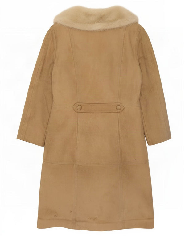 Palton din shearling vintage pentru femei UK 14 Medium Beige Piele
