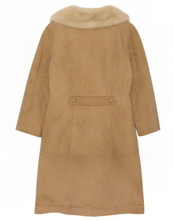 Palton din shearling vintage pentru femei UK 14 Medium Beige Piele