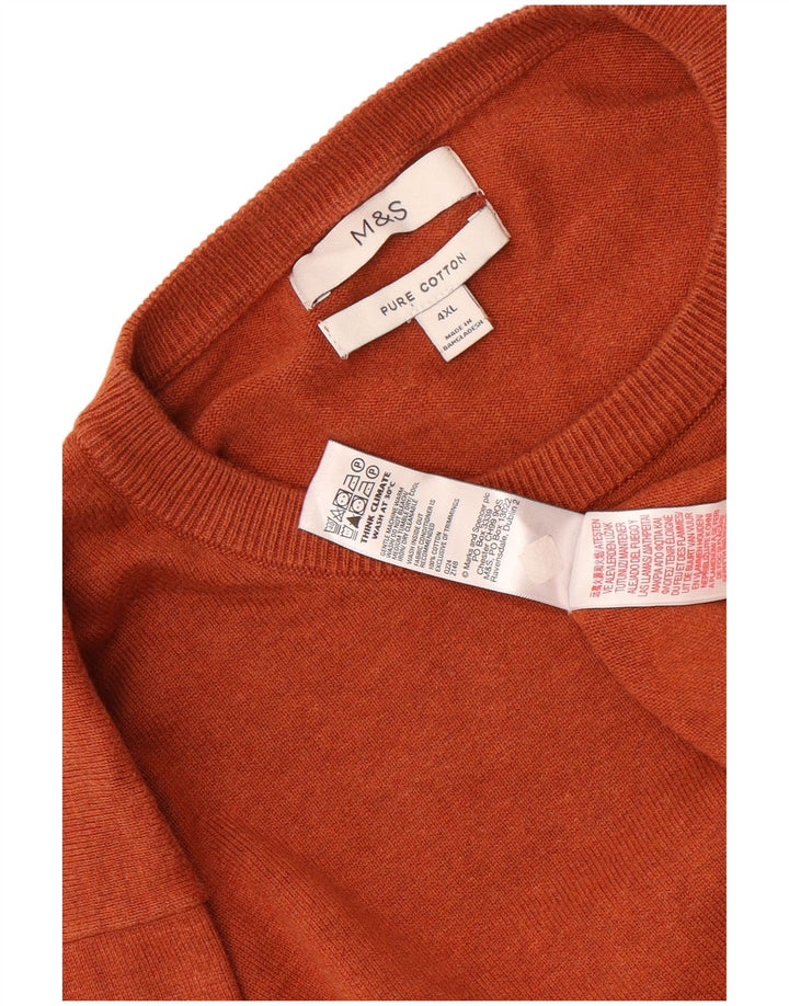 Pulover pentru bărbați Marks & Spencer cu gât crew, bumbac maro 4XL