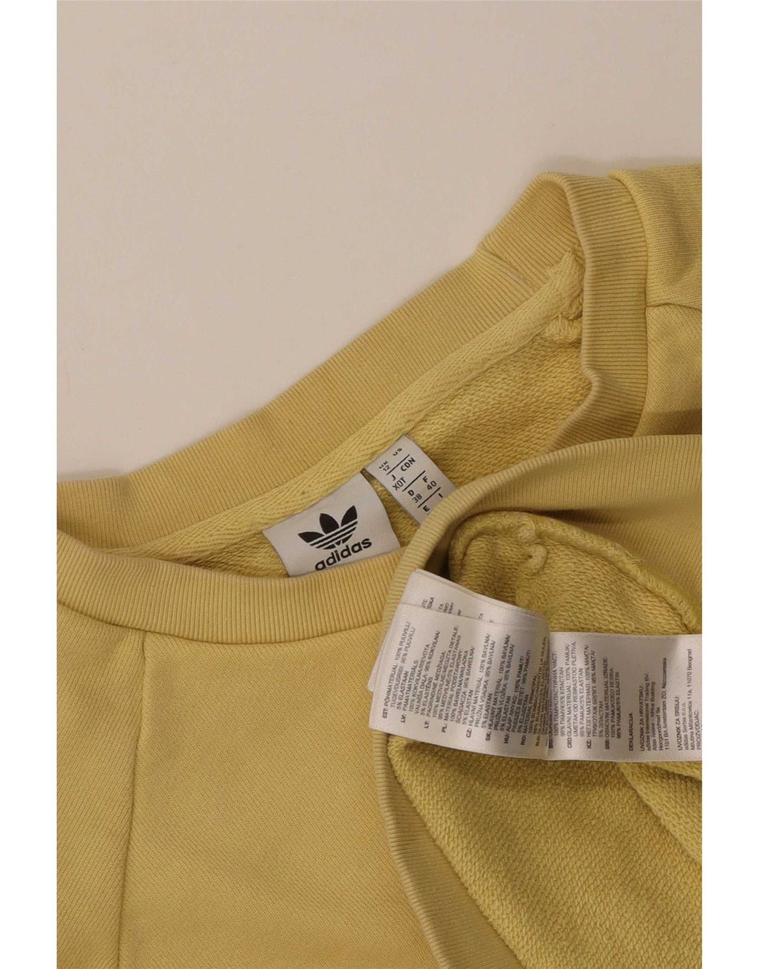 Pulover adidas pentru bărbați grafic supradimensionat UK 12 bumbac galben mediu
